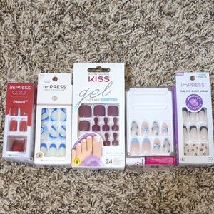 imPRESS and Kiss French Tip press on nail toenail multi set bundle five pack
